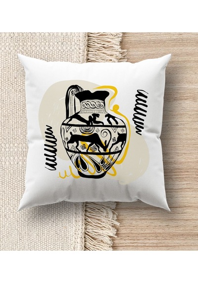 Bk Gift Modern Art Tasarımlı Beyaz Kırlent Yastık, Ev Hediyesi, Ev Dekorasyonu, Dekoratif Hediye-20