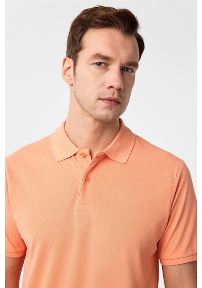Süvari Sütlü Kahve Slim Fit Armürlü Polo Yaka Tişört