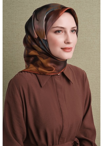 Armine Sura İpek Eşarp 2026-2027 - Sonbahar Kış-asm9603 Kiremit
