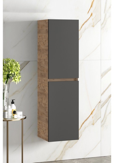 Yıldız 35 130 Cm Atlantik Çam-Antrasit Gri Mat Mdf Asma Banyo Boy Antrasit - Atlantik Çam