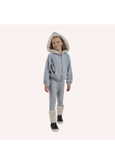 Kız Çocuk Yumuşak Dokulu Fermuarlı Mavi Sweatshirt 636109