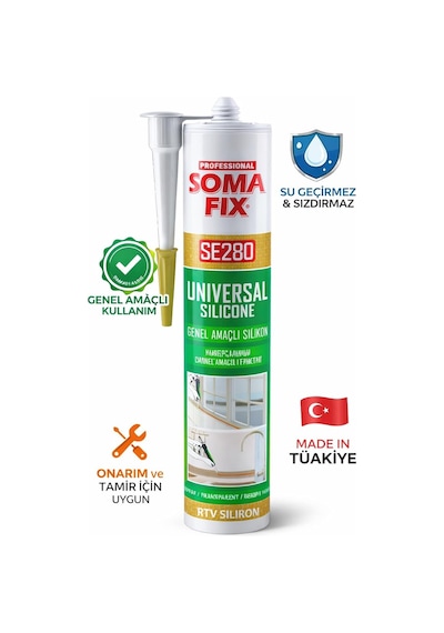 Soma Fix Se280 Genel Amaçlı Silikon 280ml - Şeffaf Silikon - Mutfak, Banyo Ve Genel Sızdırmazlık İçin Yüksek Ya Diğer