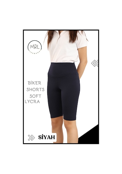 Siyah Biker Girls Şort Yüksek Bel İç Göstermez Esnek Yumuşak Likralı Soft Biker Basics Elt4070 Siyah