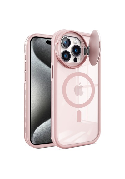 Apple iPhone  Uyumlu,  15 Pro Kılıf Teleskop Lens Magsafe Silikon Kapak - Pembe