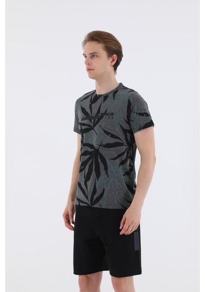 Maraton Sportswear Regular Erkek Bisiklet Yaka Kısa Kol Beach Siyah T-Shirt 20603-Siyah