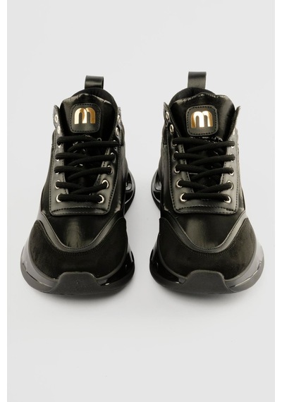 Mubiano Kadın Sneaker Kalın Tabanlı Bağcıklı Myra Siyah Siyah