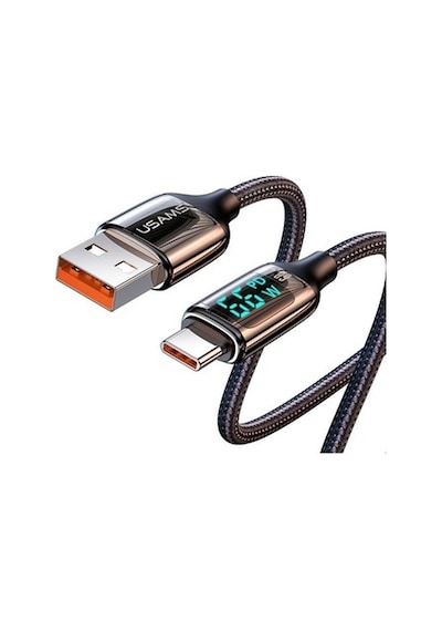 Usams US-Sj544 Dijital Göstergeli Çipli Örgülü PD 66 W USB To Type-C Şarj ve Data Kablosu 1.2 M