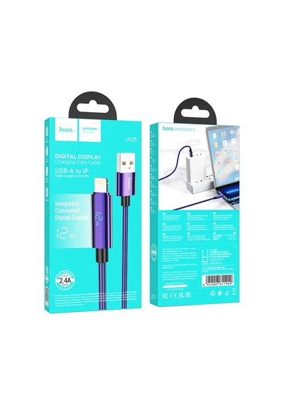 Hoco. U125 1.2m Benefit Usb To Lightning Şarj Data Kablosu - Mor