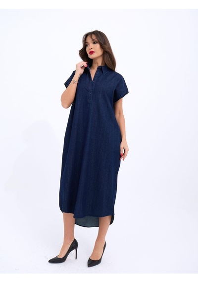 De'charme 7348 Kot Elbise-mavi