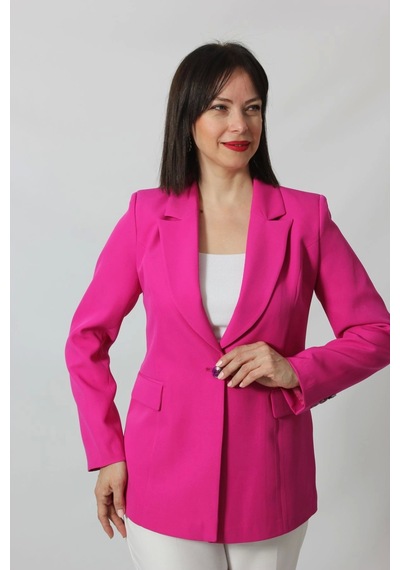 Moda Berray 1905 Fuşya Kadın Büyük Beden Blazer Ceket Fuşya