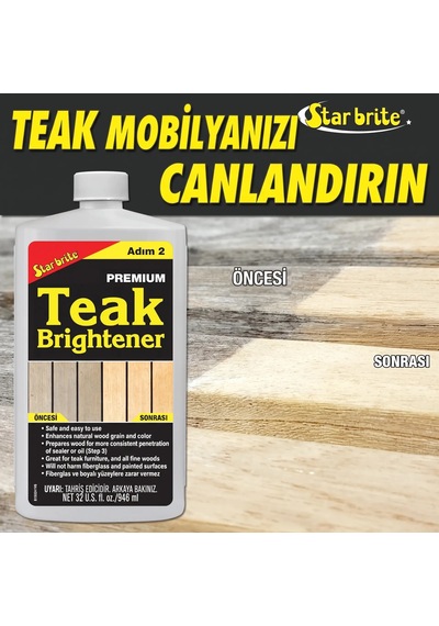 Starbrite - Premium Tik Parlatıcı - 2. Adım 473 Ml : Yorgun Ahşaplarınıza Doğal Sıcaklığını Ve Büyüleyici Damarlarını Geri Verin