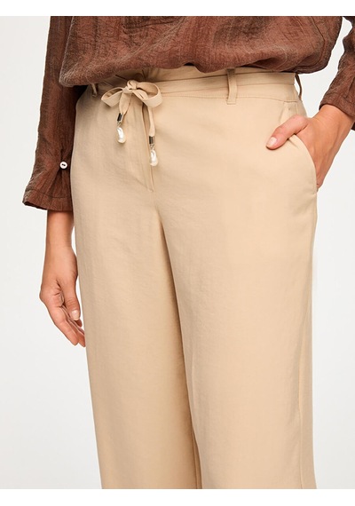 Faik Sönmez Wide Leg Fit Modallı Beli Lastikli Pantolon S26pnt029 Us26pnt02934 Bej