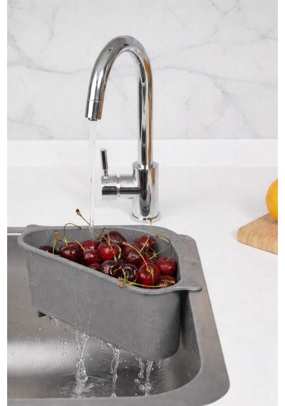 Sas Haus Vantuzlu Üçgen Lavabo Süzgeci Mutfak Evye Köşe Süzgeci Gri Gri