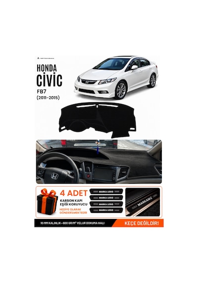 Honda Cıvıc Fb7 2011-2015 Uyumlu Torpido Koruma, Torpido Örtüsü, Torpido Kılıfı - Siyah - Ho011