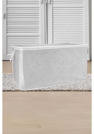 2 Li Maksi Yastık Hurcu Seti, Yastık Yorgan Kıyafet Çamaşır Düzenleyici 70x40x40cm 2 Adet Beyaz - Gri