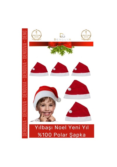 Yıkanabilir Ucu Ponponlu Çocuk Yetişkin Yılbaşı Noel Baba %100 Polar Şapka 1 Adet