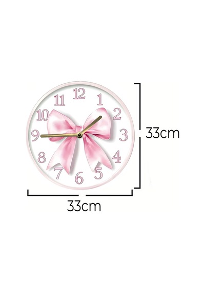 Pembe Kurdele Temalı 3d Görünümlü Mdf Duvar Saati 33 Cm Sdw309 Renkli