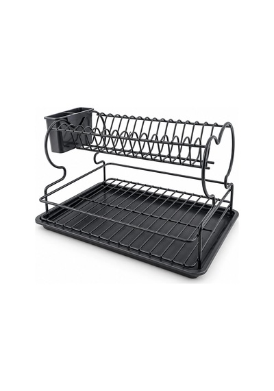 Siyah - Metal Lux Çift Katlı Tabaklık - Bulaşıklık Bx40 Diğer