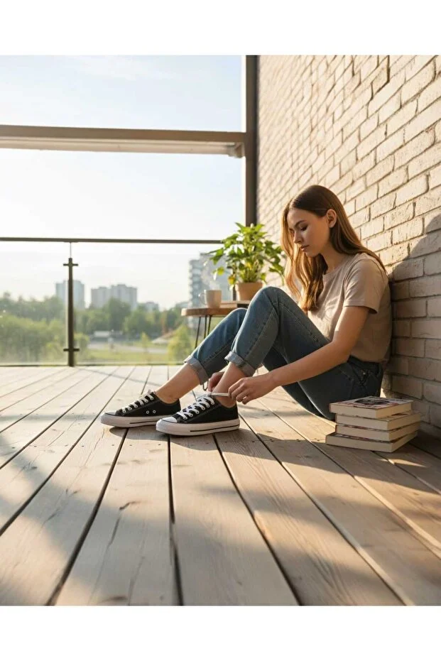 Look Life Ll-1001 Unisex Denim Günlük Sneaker Ayakkabı Siyah