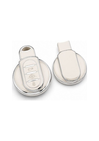 Mini Cooper F55 F56 F57 R56 R57 F60 Beyaz Silver Anahtar Kılıfı Şık Silikon Koruma