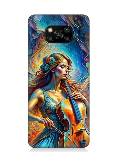 Xiaomi Poco X3 Uyumlu Viyolonsel Çalan Kadın Desenli Silikon Kılıf