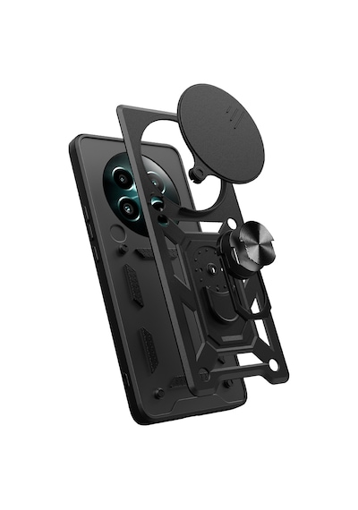 Realme 12 Kılıf Magnetik Standlı Kamera Korumalı Zore Sürgülü Vega Kapak Mavi