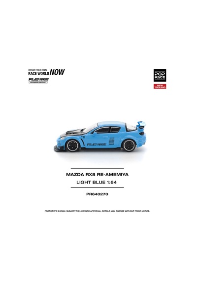 Pop Race Mazda Rx8 Re-amemiya Light Blue 1:64 Diecast Model Araba Pr640270