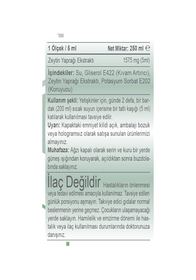 Fitonatural Zeytin Yaprağı Ekstraktı 250 ML