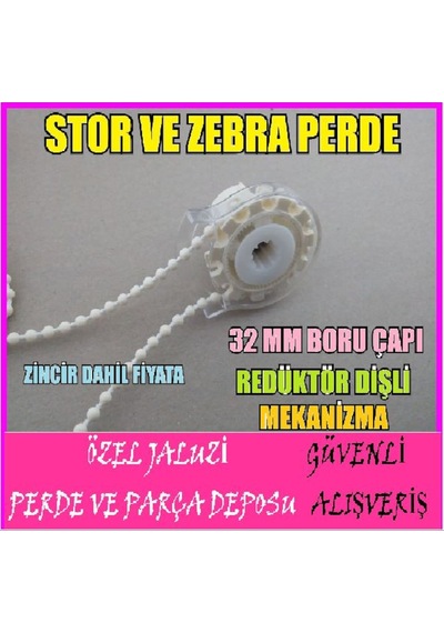 Stor Zebra Perde Mekaniması-32 Lik Mekanizma-Redüktörlü Mekanizma