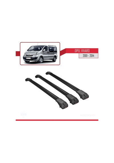 Opel Vivaro 2001-2014 Arası İle Uyumlu Ace-1 Ara Atkı Tavan Barı Siyah 3 Adet Bar