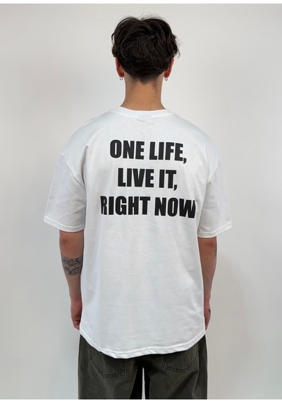 Zaee One Life Baskılı Oversize Tişört Beyaz