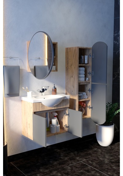 Erciyes 65 Cm Mdf Banyo Dolabı Seramik Lavabolu Oval Aynalı Havlu Dolaplı Modern Banyo Dolabı Atlantik-atrasit Gri Erciyes 65 Cm Mdf Banyo Dolabı Seramik Lavabolu Oval Aynalı Havlu Dolaplı Modern Banyo Dolabı Atlantik-atrasit Gri