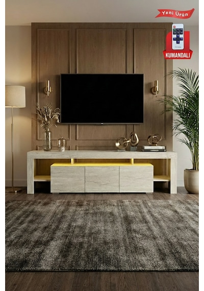 Kale Ledli Tv Ünitesi 200 Cm Traverten