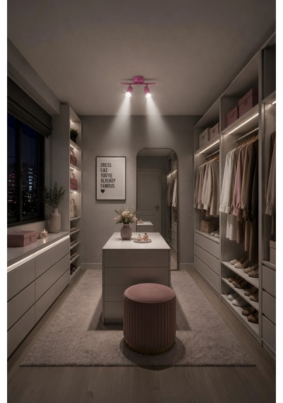 Spoty 2'li Pembe Renkli Beyaz Işık Modern Tasarım Salon - Mutfak - Banyo Spot Sıralı Avize
