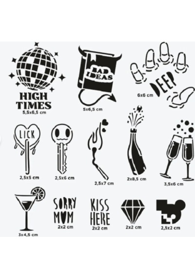 One Spray Tattoo City Pack - Ibiza Stencil Set 7 Designs Diğer