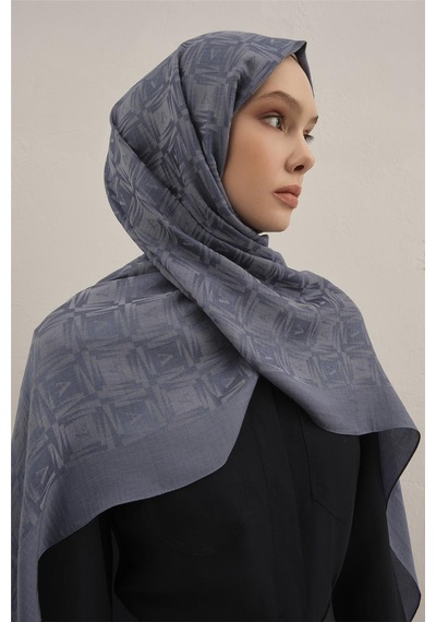 Armine Lyocell Naia Kare Monogram Şal 6 26 Mavi