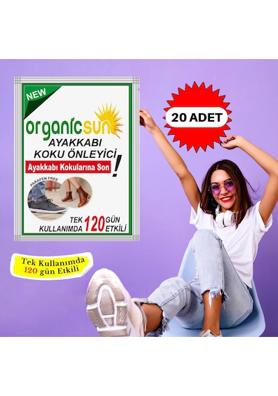 Organicsun 20'li Paket Ayakkabı Koku Önleyici Giderici Toz