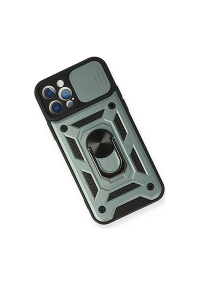 Apple Uyumlu iPhone 12 Pro Kılıf Pars Lens Yüzüklü Silikon - Yeşil 0.2M-Çok Renkli