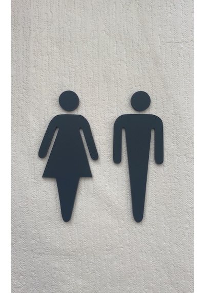 Mat Antrasit Kadın Ve Erkek Wc Yönlendirme Seti