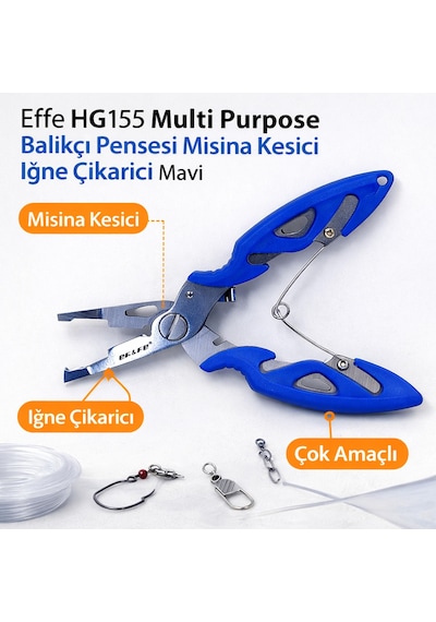 Effe Hg155 Multi Purpose Balıkçı Pensesi Misina Kesici İğne Çıkarıcı Mavi