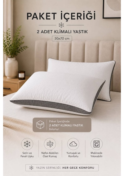 Conzaliza 2 Adet Klimalı Yastık Özel 3d Spacer Kumaş Diğer
