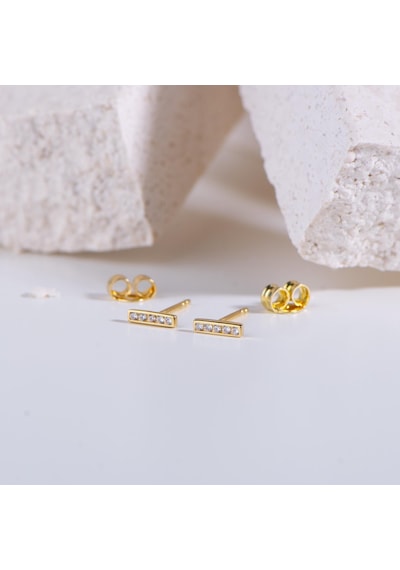 Goldkupe 14 Ayar Taşlı Çubuk Altın Küpe 0,60 Gr-4156