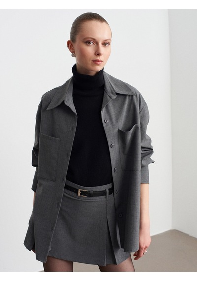 Dilvin 50534 Oversize Gömlek-gri Gri