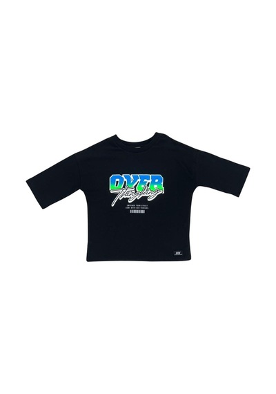New Kids Baskılı %100 Pamuk Kız Çocuk Tişört-90491 Siyah