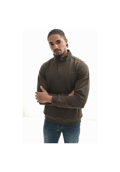 Boğazlı Sweatshirt Haki