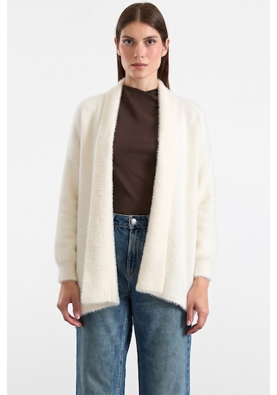 Olcay Salaş Soft Kumaş Triko Hırka Ekru 8299