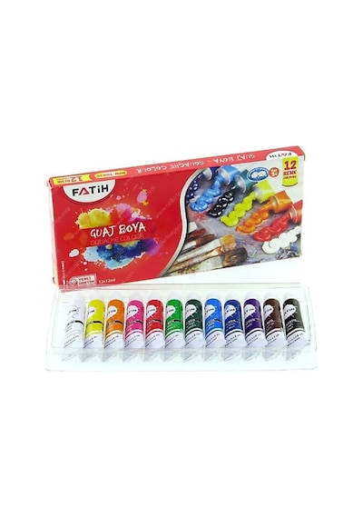 Fatih 12 Renk Guaj Boya Tüp 12 ML 50521 Çok Renkli