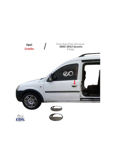 Opel Combo Krom Kapı Kolu+çerçeve 2 Kapı 2002-2012 Paslanmaz Çelik