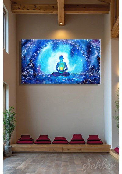 Kanvas Tablo Yatay Tekli Yogo Meditasyon Ruh Sağlığı Ruhsal Şifa Soyut İllüstrasyon 2879