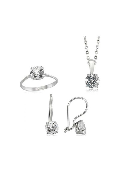 Gümüş Tek Taş Kadın Set (551167835)